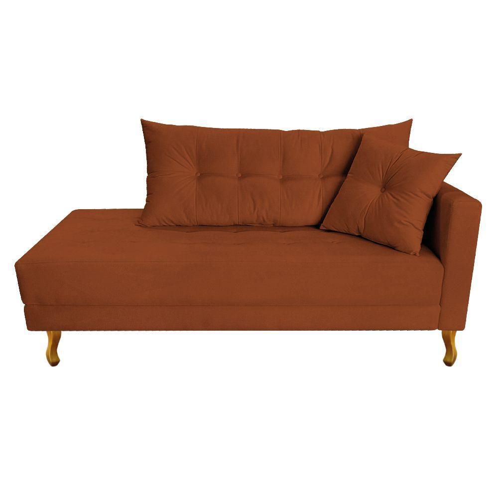 Recamier Azura 160cm Com Almofada Lado Esquerdo Suede Cor Terracota - 2