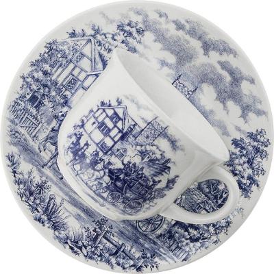 Kit 6 Xícaras Com Pires Biona Cena Inglesa Oxford® Cerâmica 200ml