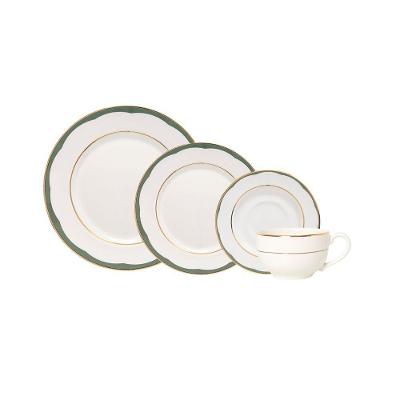 Jogo Copa E Cia 24 Peças Aquarelle Em Cerâmica Filetado Ouro Olive