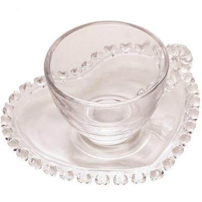Jogo De Xícara De Café 12 Peças Cristal Coração 80 Ml - Lyor