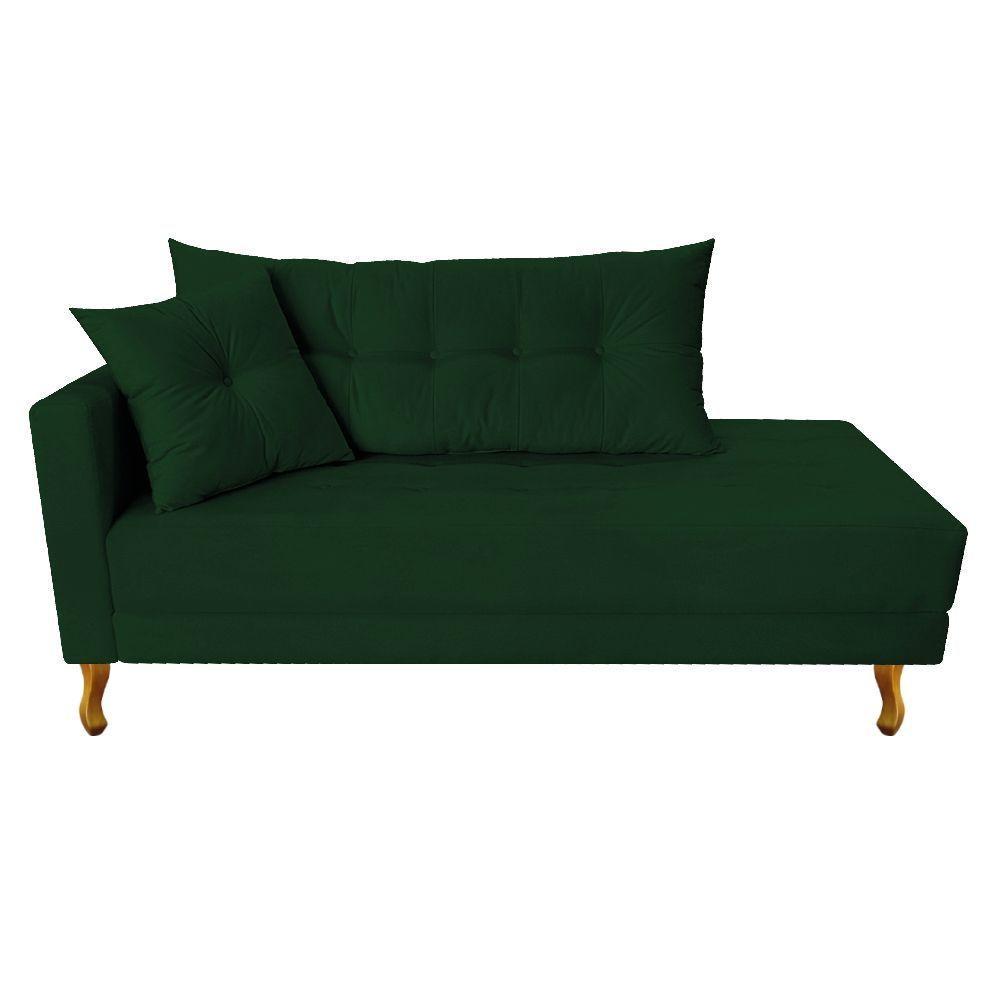 Recamier Azura 160cm Com Almofada Lado Direito Suede Cor Verde - 1