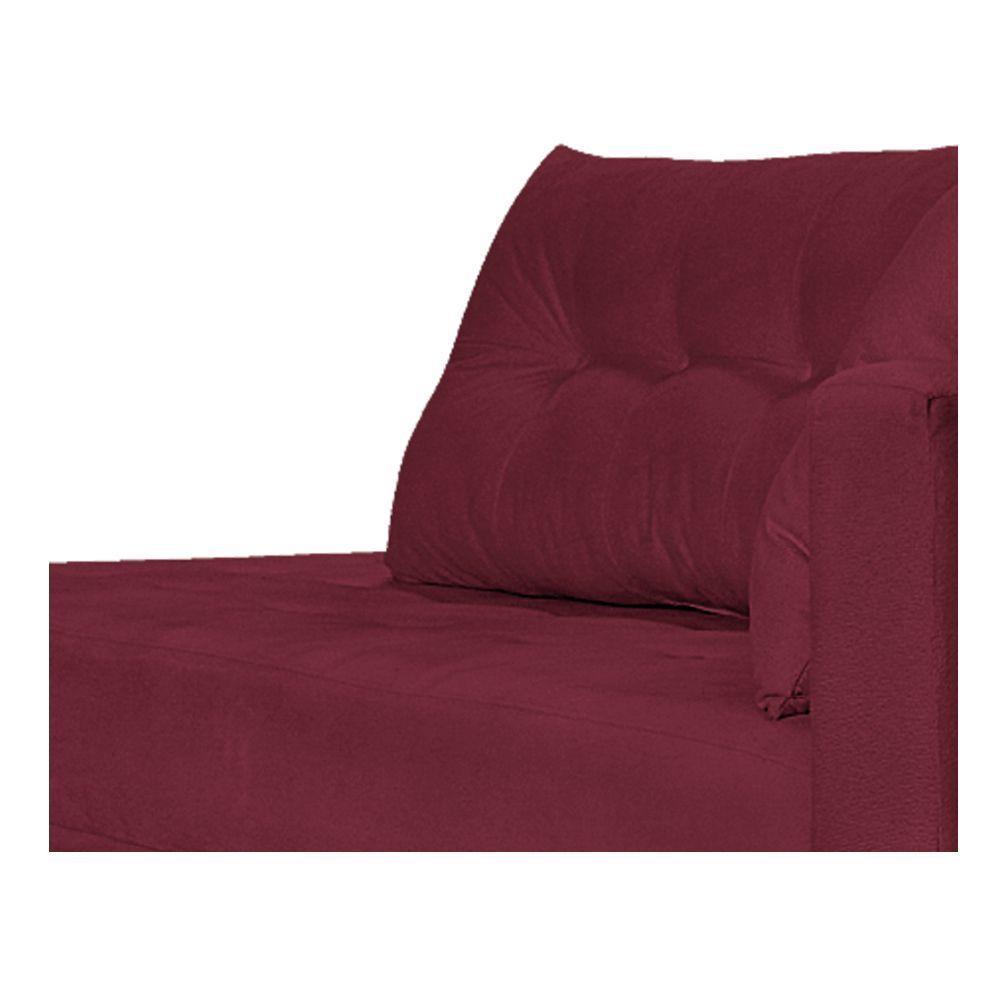 Recamier Azura 160cm Com Almofada Lado Esquerdo Suede Cor Bordô - 3