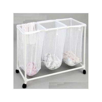 Carrinho Lavanderia Com 3 Cesto Roupeiro Organizador De Roupas Sujas Com Rodinha Branco Luxo