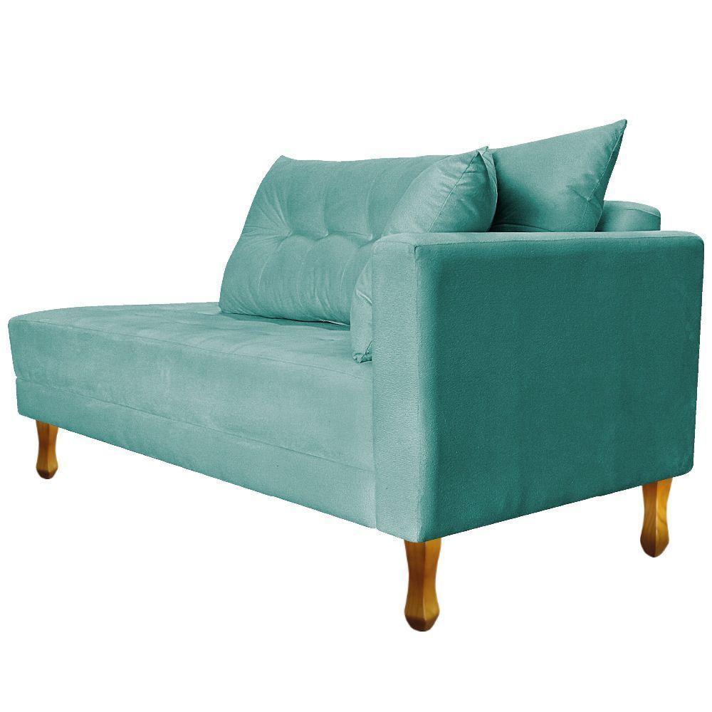 Recamier Azura 160cm Com Almofada Lado Esquerdo Suede Cor Azul Tiffany - 6