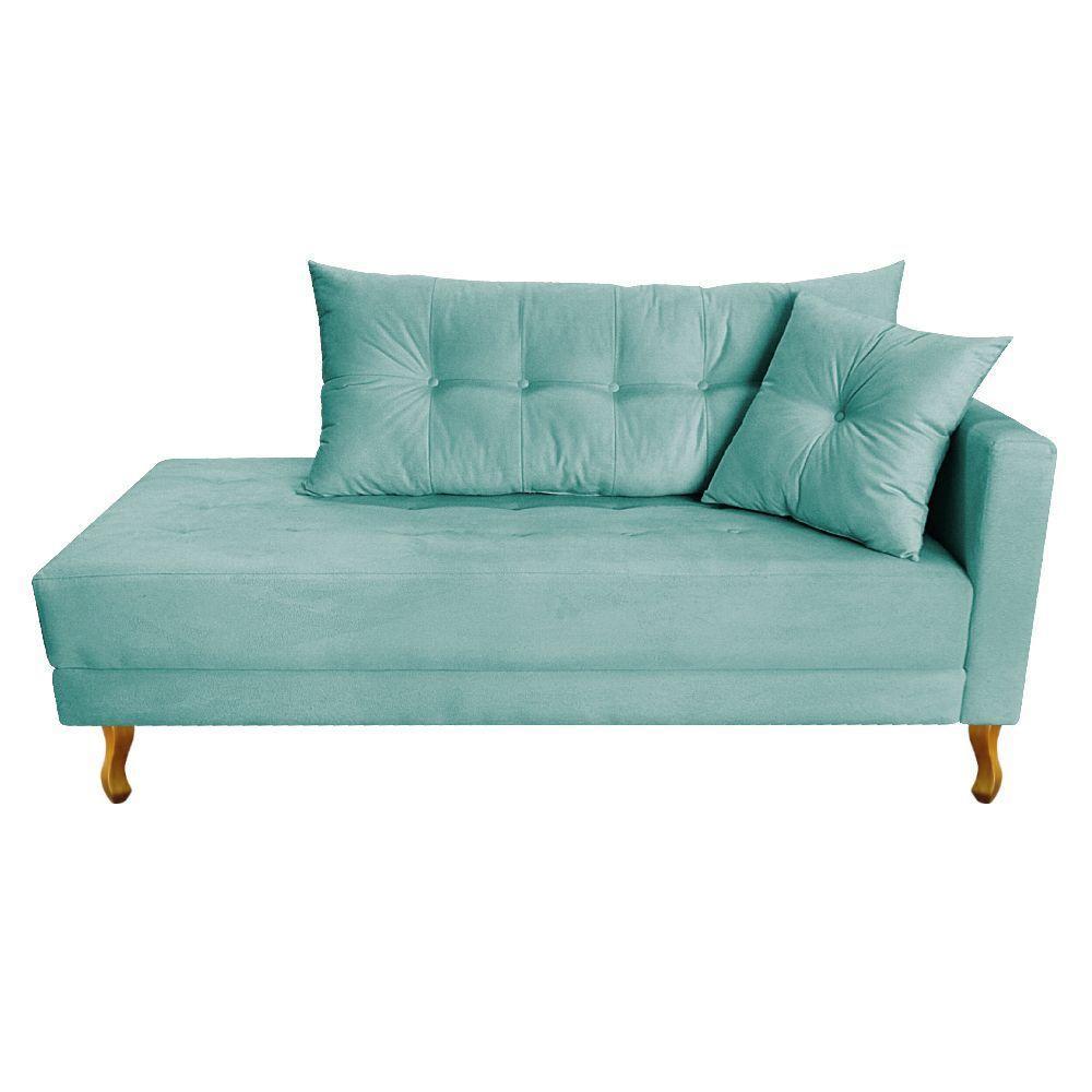 Recamier Azura 160cm Com Almofada Lado Esquerdo Suede Cor Azul Tiffany - 1