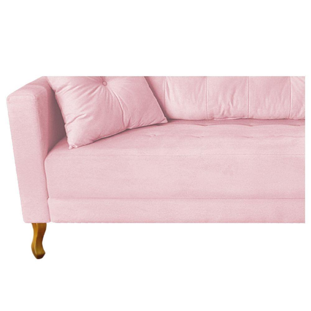 Recamier Azura 160cm Com Almofada Lado Direito Suede Cor Rosa Bebê - 4