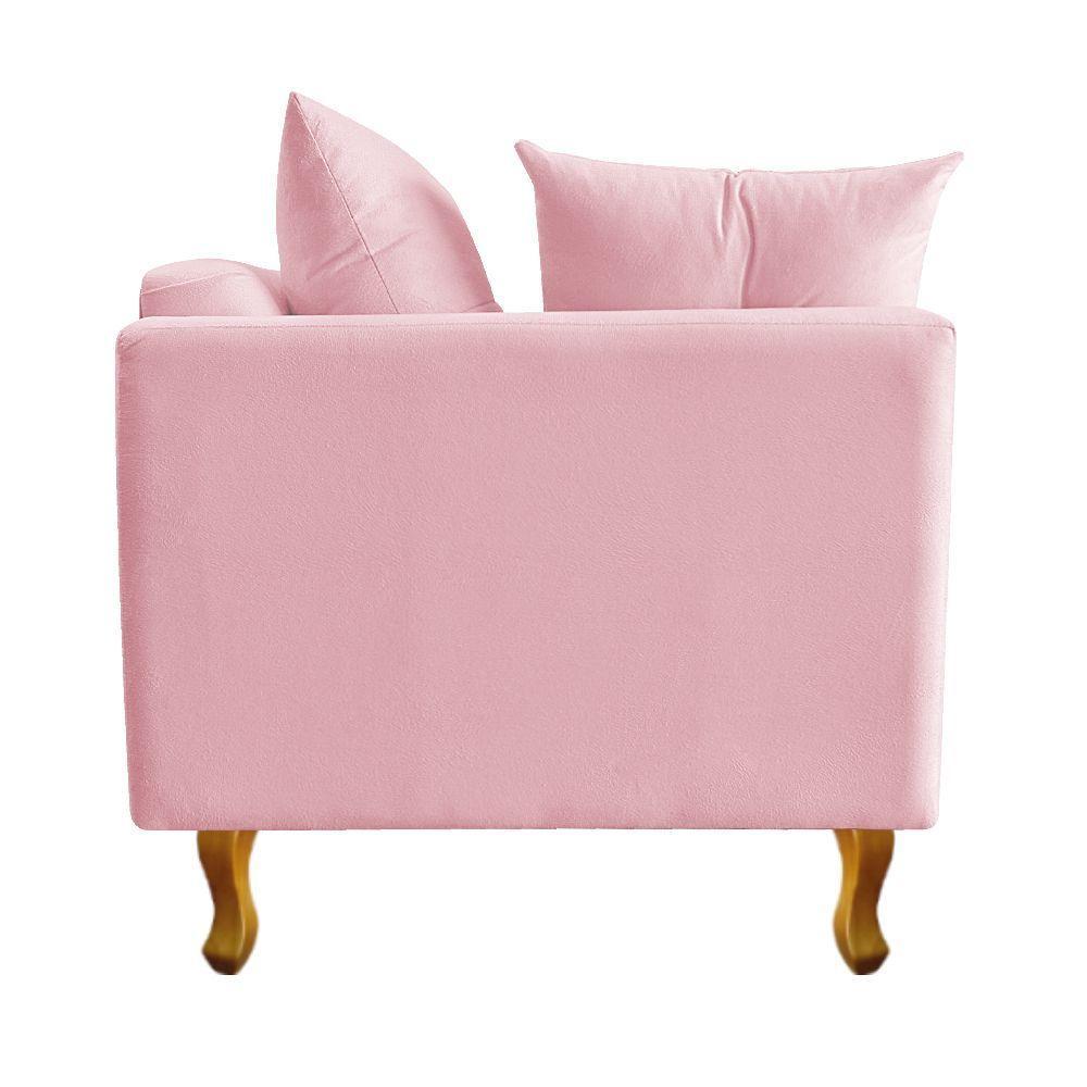 Recamier Azura 160cm Com Almofada Lado Direito Suede Cor Rosa Bebê - 8