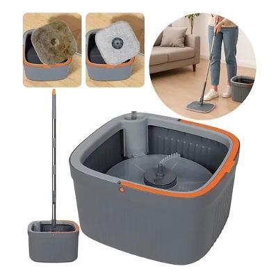 Kit Mop Giratorio Luxo Esfregao Centrifuga Giratoria Balde Lava Seca Refil Rodo Retratil Limpa Piso 9 Litros Limpeza Pes