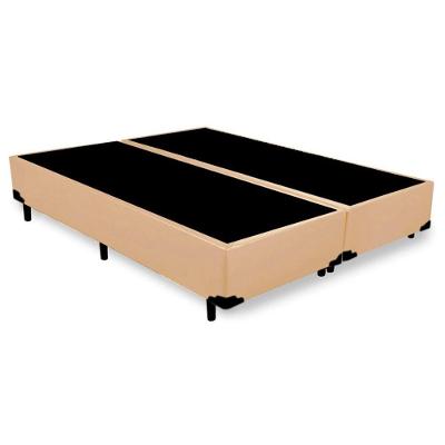 Cama Box Casal Bipartido Sintético Mega Cama Bege 138x188x42cm