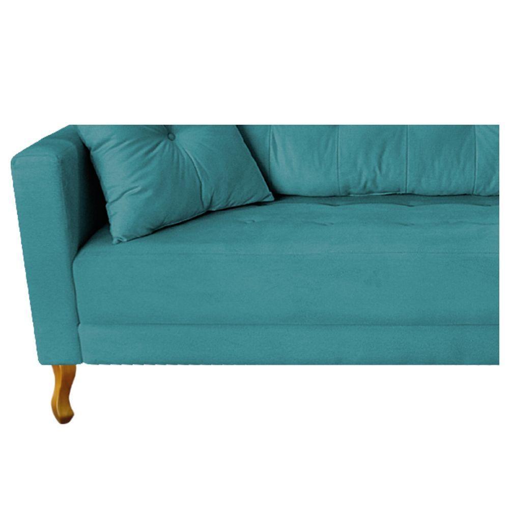 Recamier Azura 160cm Com Almofada Lado Direito Suede Cor Azul Turquesa - 2