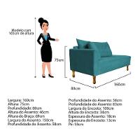 Recamier Azura 160cm Com Almofada Lado Direito Suede Cor Azul Turquesa