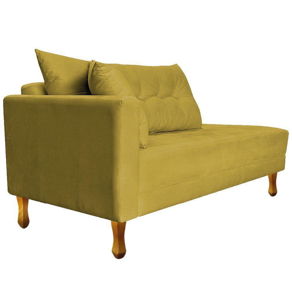 Recamier Azura 160cm Com Almofada Lado Direito Suede Cor Amarelo - 6