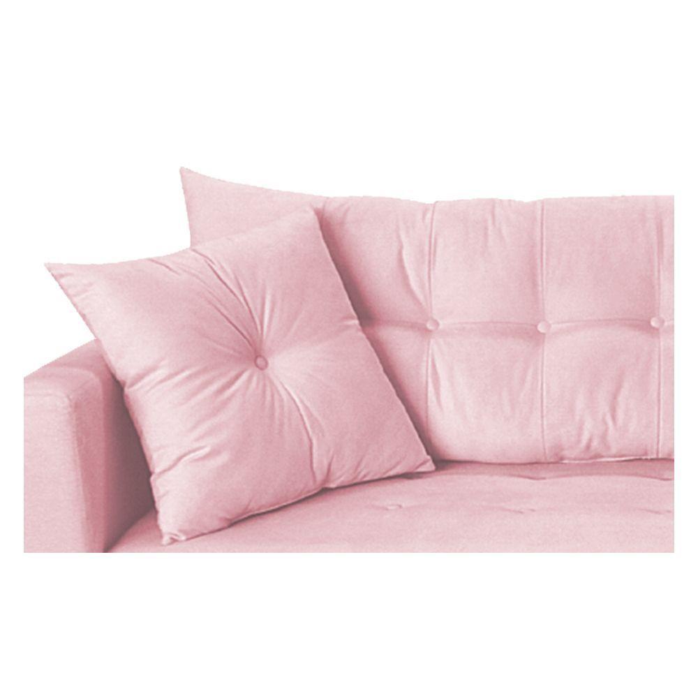 Recamier Azura 160cm Com Almofada Lado Direito Suede Cor Rosa Bebê - 2