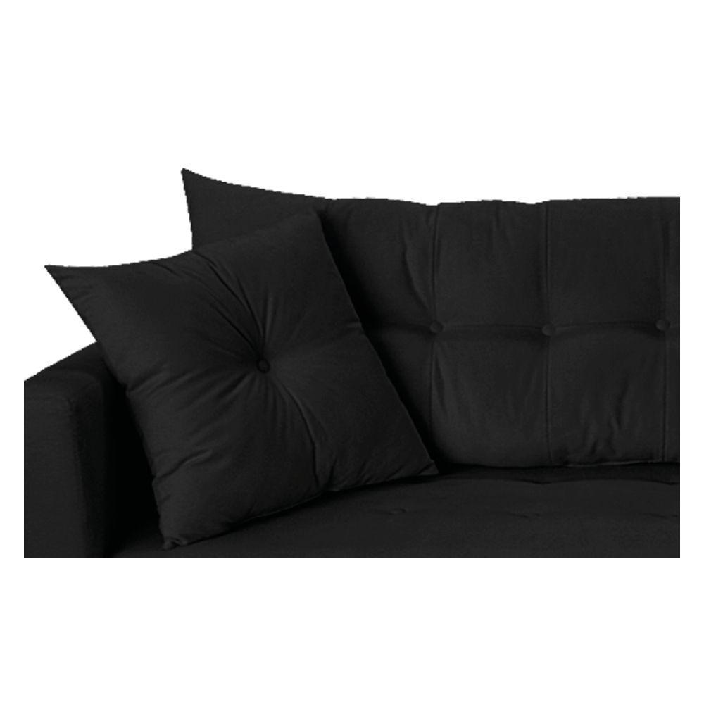 Recamier Azura 160cm Com Almofada Lado Direito Suede Cor Preto - 3