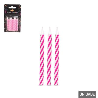 Vela Aniversário 16 Peças Palito Rosas - Tudo Em Caixa
