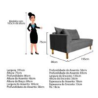 Recamier Azura 185cm Com Almofada Lado Esquerdo Suede Cor Cinza