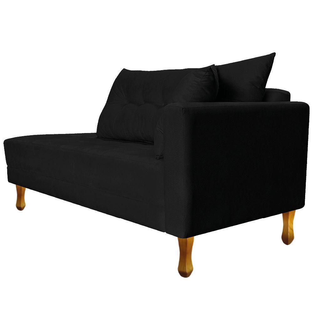 Recamier Azura 185cm Com Almofada Lado Esquerdo Suede Cor Preto - 6