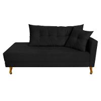 Recamier Azura 185cm Com Almofada Lado Esquerdo Suede Cor Preto - 1