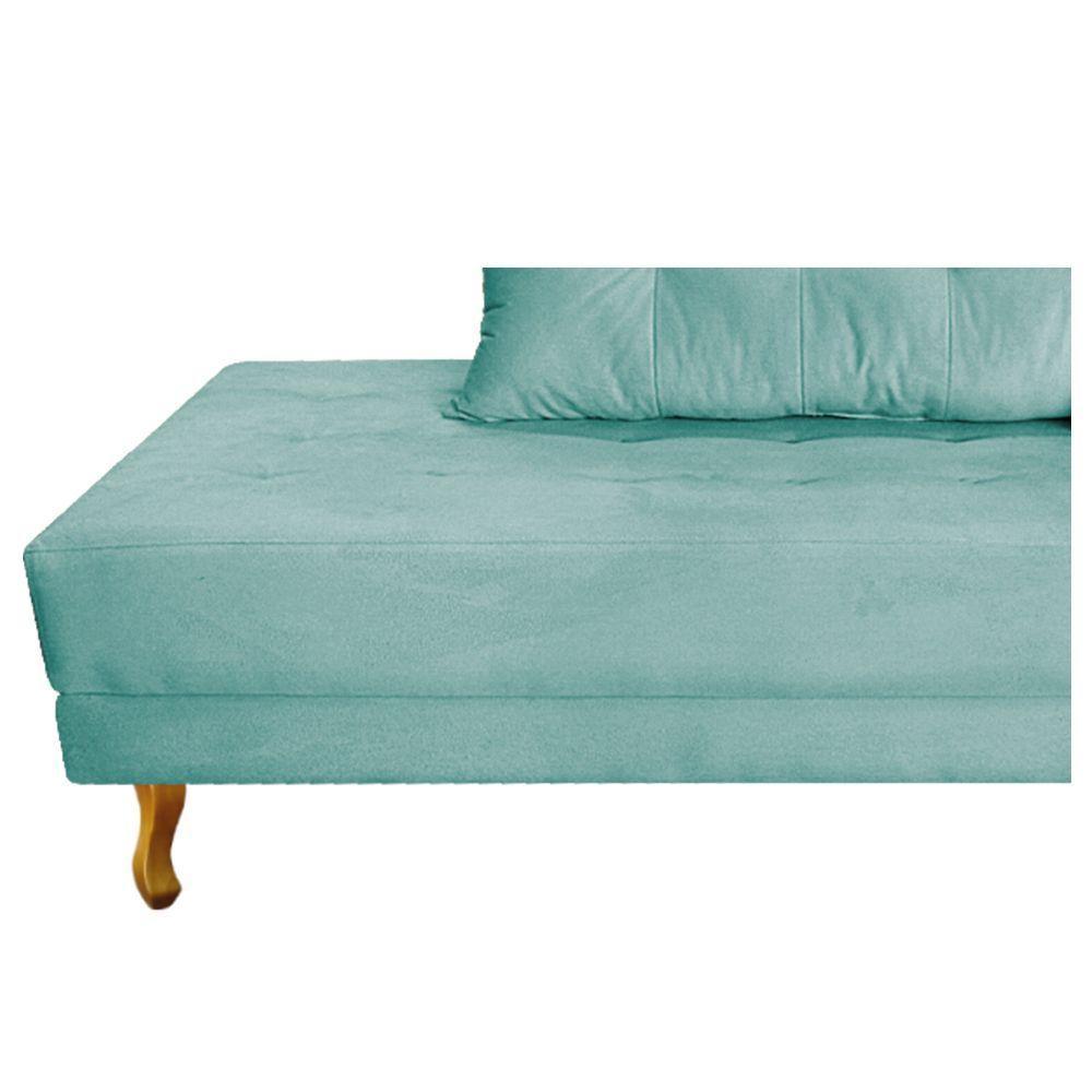 Recamier Azura 185cm Com Almofada Lado Esquerdo Suede Cor Azul Tiffany - 2