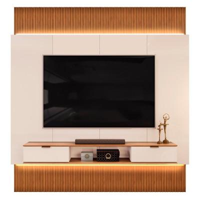 Painel Para Tv 85 Pol Canelado Extensível Piso Ao Teto D04 Off White-freijo - Mpozenato
