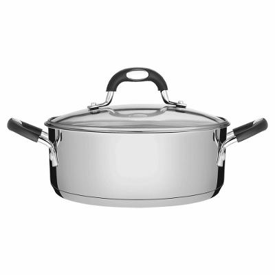 Caçarola Rasa Tramontina Astro Silicone Em Aço Inox Com Tampa De Vidro 16 Cm 1.4l 62103160