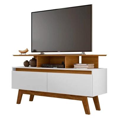 Rack Bancada Para Tv Até 50 Pol. 2 Portas Rubi 1.2 Cinamomo/branco - Bechara
