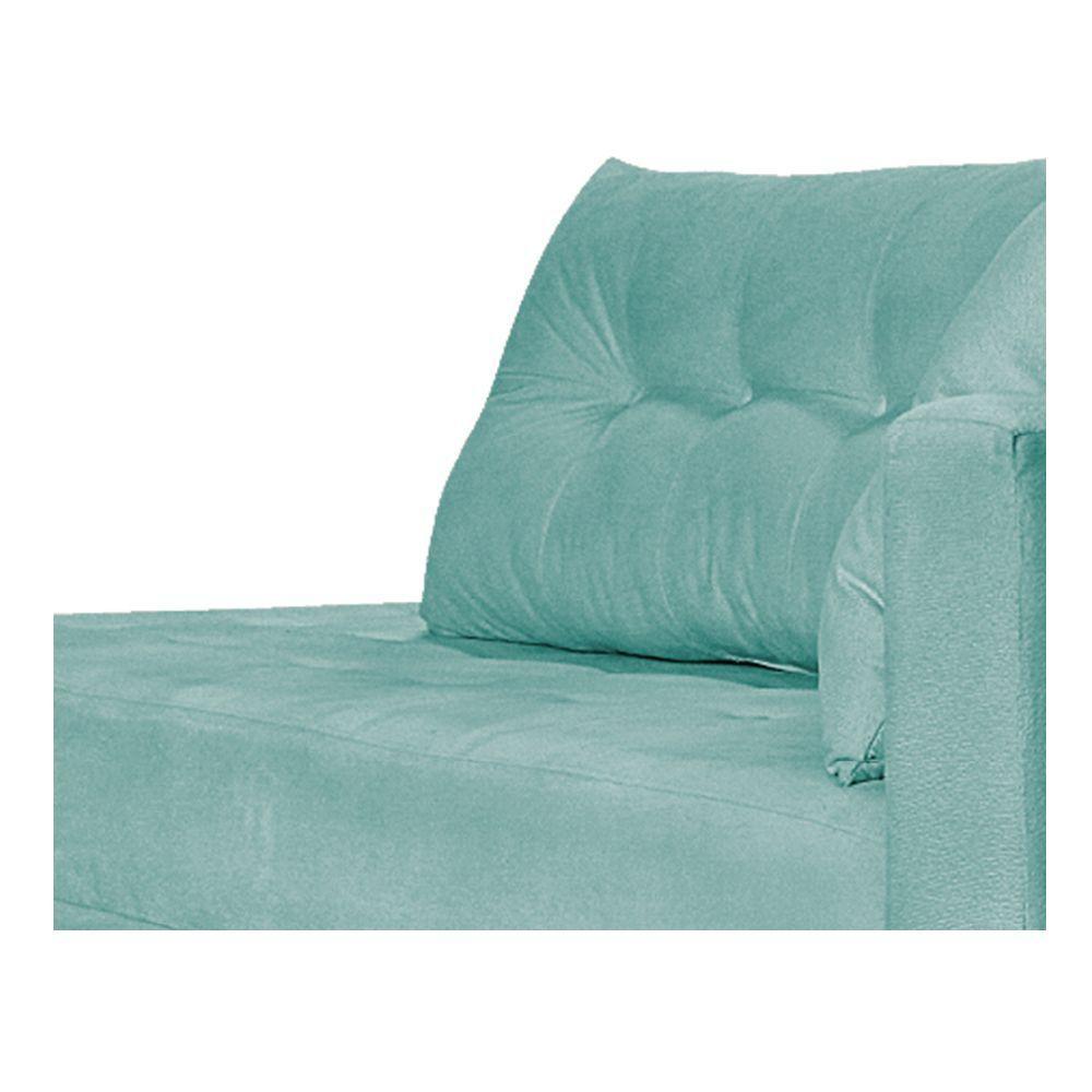 Recamier Azura 185cm Com Almofada Lado Esquerdo Suede Cor Azul Tiffany - 3