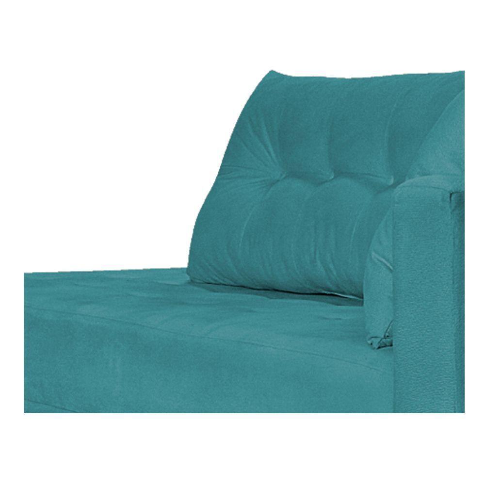Recamier Azura 185cm Com Almofada Lado Esquerdo Suede Cor Azul Turquesa - 3