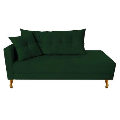 Recamier Azura 185cm Com Almofada Lado Direito Suede Cor Verde