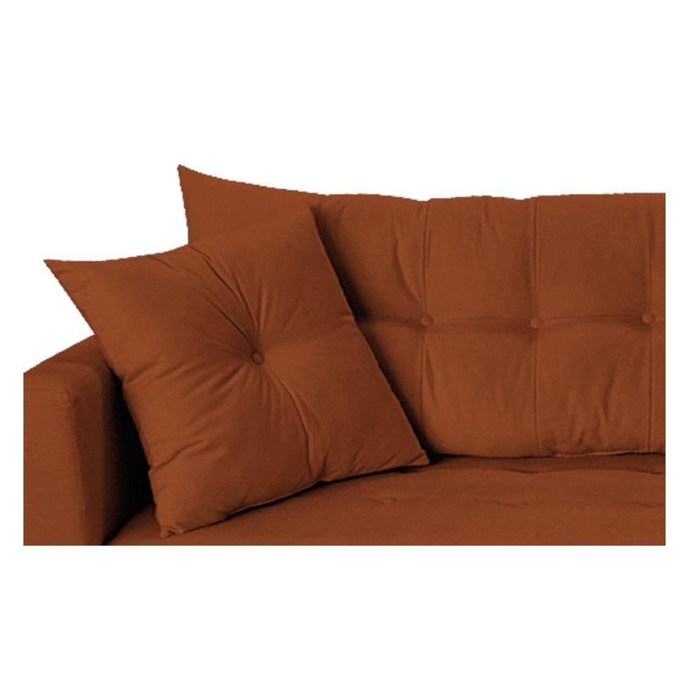 Recamier Azura 185cm Com Almofada Lado Direito Suede Cor Terracota - 2