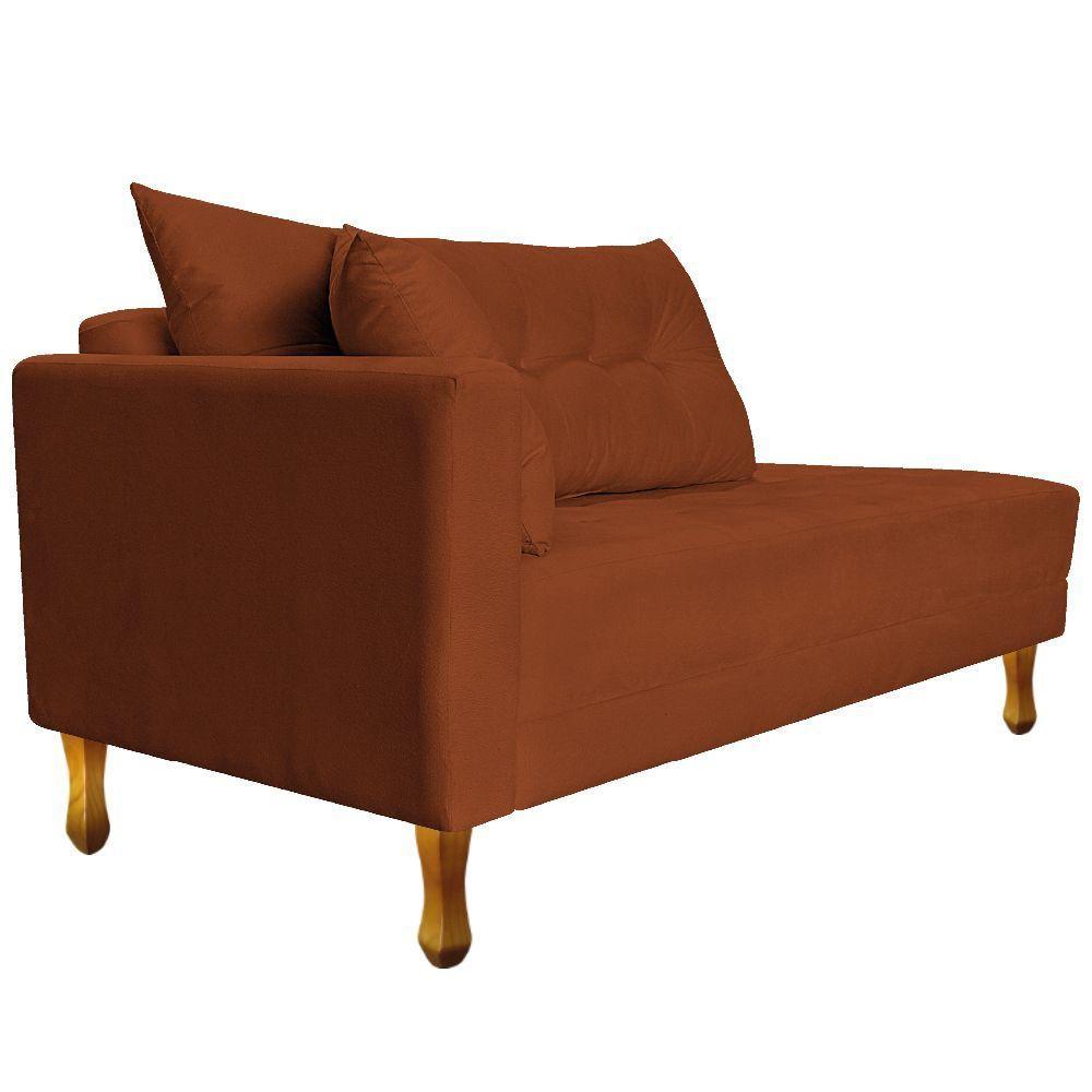 Recamier Azura 185cm Com Almofada Lado Direito Suede Cor Terracota - 6