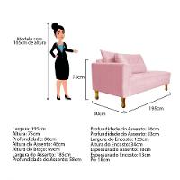 Recamier Azura 185cm Com Almofada Lado Direito Suede Cor Rosa Bebê - 7