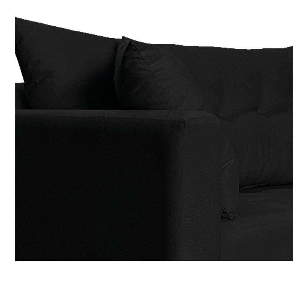 Recamier Azura 185cm Com Almofada Lado Direito Suede Cor Preto - 6