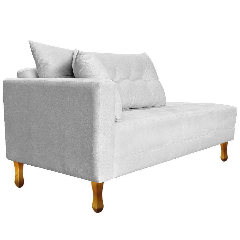 Recamier Azura 185cm Com Almofada Lado Direito Suede Cor Branco - 6
