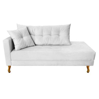 Recamier Azura 185cm Com Almofada Lado Direito Suede Cor Branco