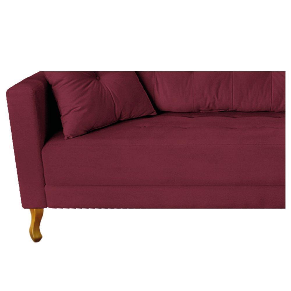Recamier Azura 185cm Com Almofada Lado Direito Suede Cor Bordô - 3
