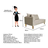 Recamier Azura 185cm Com Almofada Lado Direito Suede Cor Bege