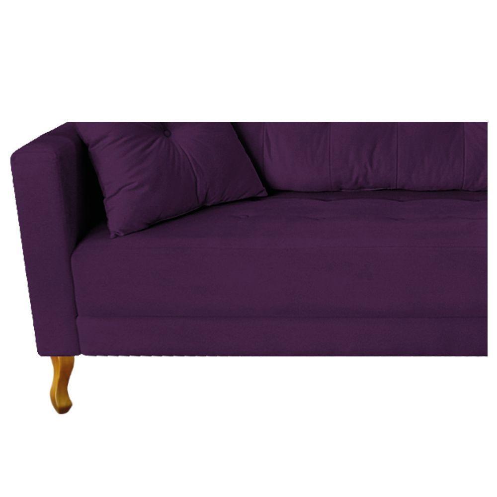 Recamier Azura 185cm Com Almofada Lado Direito Suede Cor Roxo - 4