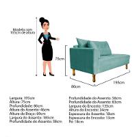 Recamier Azura 185cm Com Almofada Lado Direito Suede Cor Azul Tiffany - 5