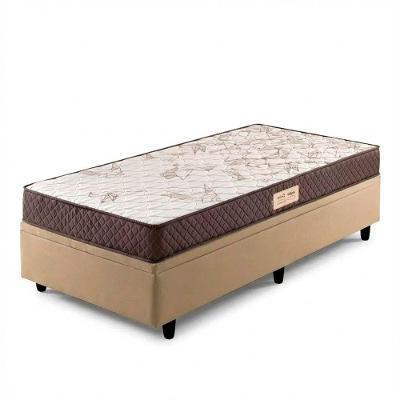 Conjunto Box Baú Solteiro Prince Colchão Ecoline Bege Com Floral