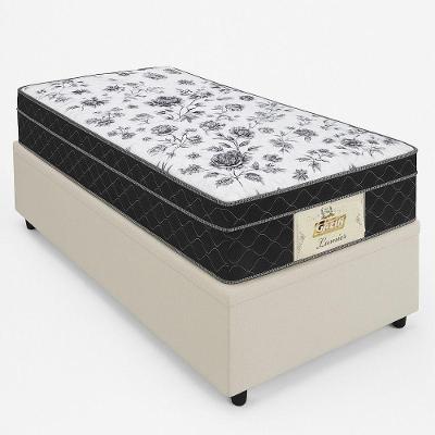 Box Baú Solteiro Com Colchão Gazin Molas Bonnel Bege/preto