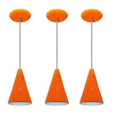 Lustre Pendente Balcão Cozinha Laranja 03 Un