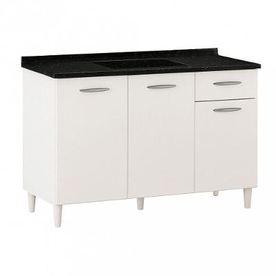 Conjunto Balcão De Cozinha Com Pia Granitada Poquema Branco