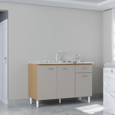 Balcão Poquema Para Cuba 3 Portas 1 Gaveta Damasco/off White