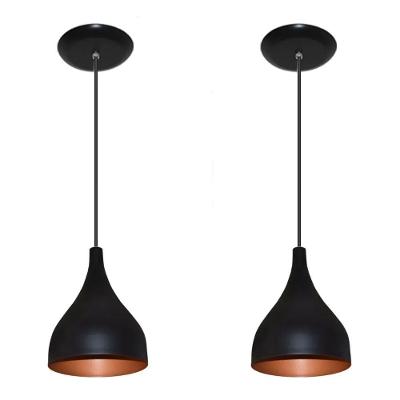 Luminárias Pendentes Balcão 2 Un Preto Com Cobre