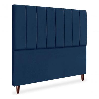 Cabeceira De Cama Box Carla Casal 140 Cm Suede Azul Marinho Do Lar Móveis E Decoração