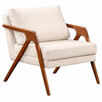 Poltrona Decorativa Mona Luxo Base De Madeira Maciça Sala Recepção Veludo Off White Do Lar Móveis E Decoração