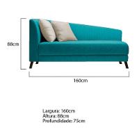Recamier Heitor 160cm Com Almofada   Direito Suede Cor Azul Turquesa/bege - 5