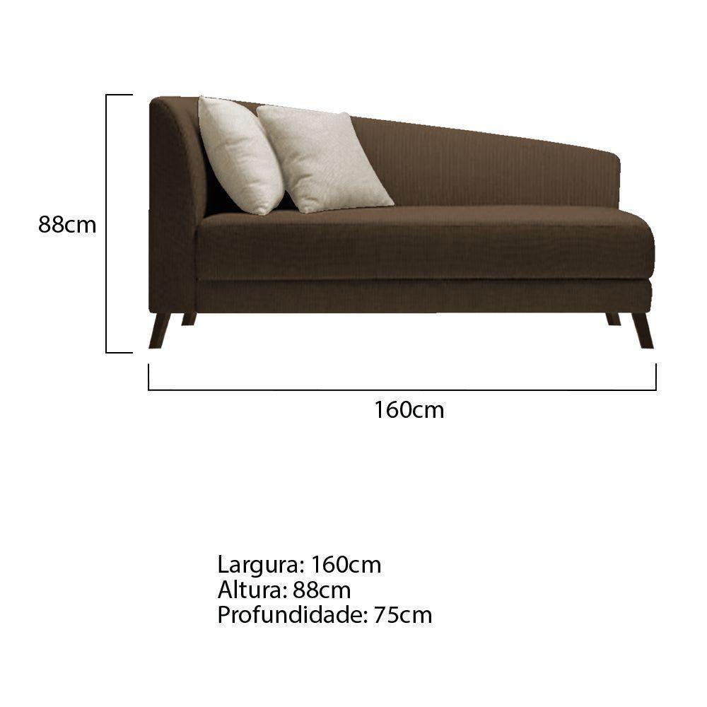Recamier Heitor 160cm Com Almofada Lado Direito Suede Cor Marrom/bege - 4