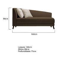 Recamier Heitor 160cm Com Almofada Lado Direito Suede Cor Marrom/bege